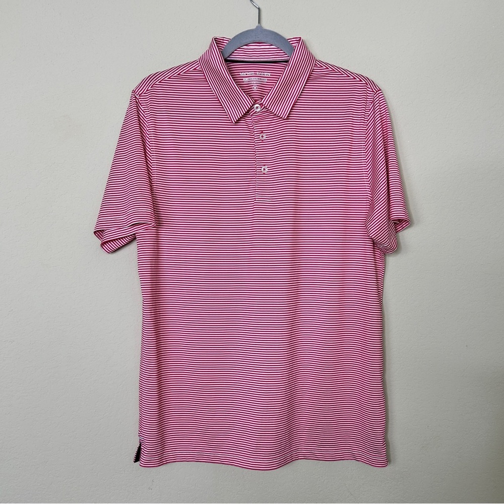 Michel Rouen Pink Striped Polo size medium